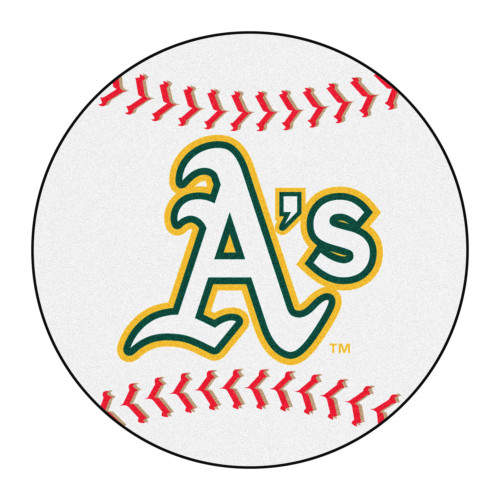 MLB Oakland Athletics Baseball Shaped Mat Round Area Rug - IMAGE 1