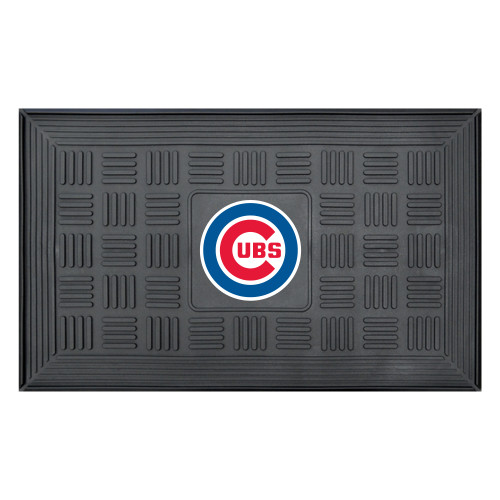 19.5" x 31.25" Black and Red MLB Chicago Cubs Team Medallion Outdoor Door Mat - IMAGE 1