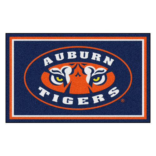 3.6' x 5.9' Blue and Orange NCAA Auburn University Tigers Rectangular Plush Area Rug - IMAGE 1