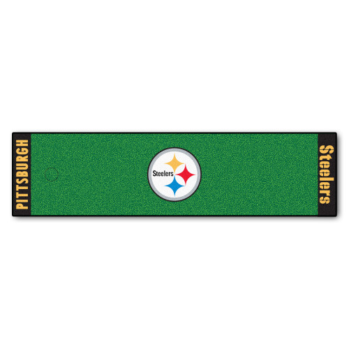 18" x 72" Green and White NFL Pittsburgh Steelers Golf Putting Mat - IMAGE 1