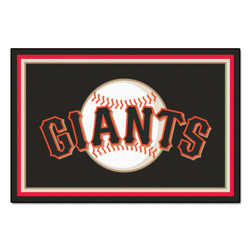 4.9' x 7.3' Black and White MLB San Francisco Giants Plush Area Rug - IMAGE 1