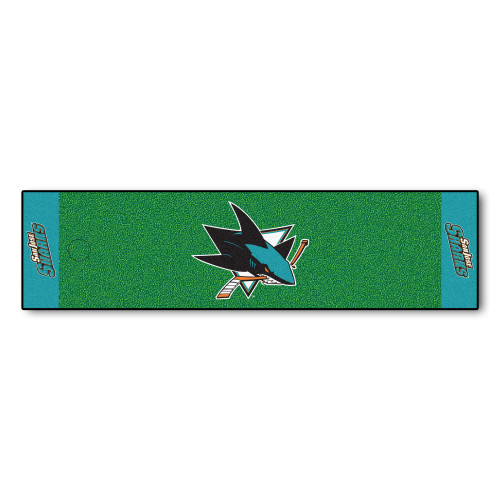 18" x 72" Green and Blue NHL San Jose Sharks Putting Mat Golf Accessory - IMAGE 1