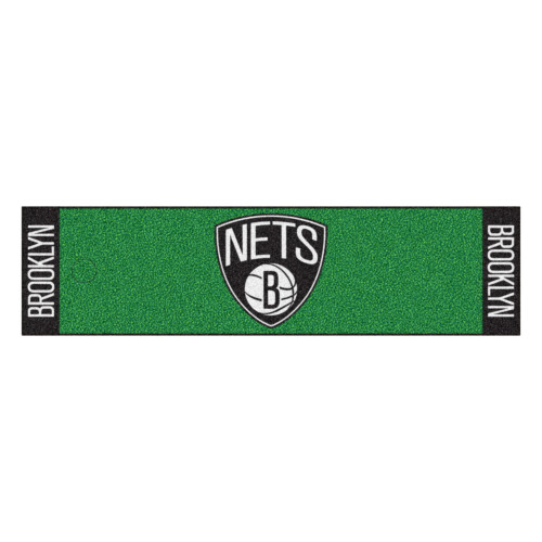 18" x 72" Green and Black NBA Brooklyn Nets Golf Putting Mat - IMAGE 1