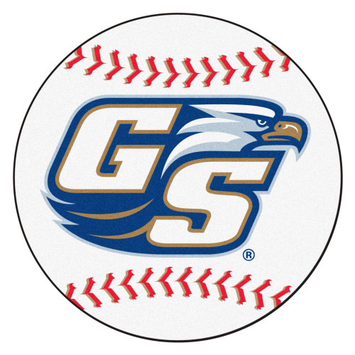 27" White and Blue NCAA Georgia Southern University Eagles Baseball Mat Round Area Rug - IMAGE 1