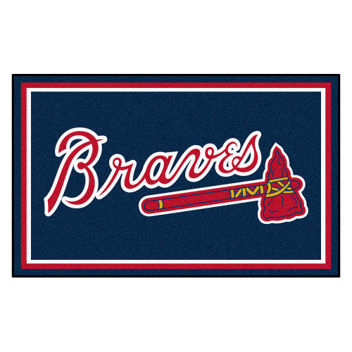 3.6' x 5.9' Black MLB Atlanta Braves Plush Non-Skid Area Rug - IMAGE 1