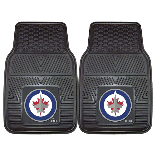 Set of 2 Black NHL Winnipeg Jets Vinyl Front Car Mats 17" x 27" - IMAGE 1
