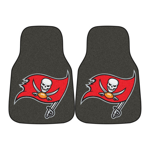 Set of 2 Gray and Red NFL Tampa Bay Buccaneers Front Carpet Car Mats 17" x 27" - IMAGE 1