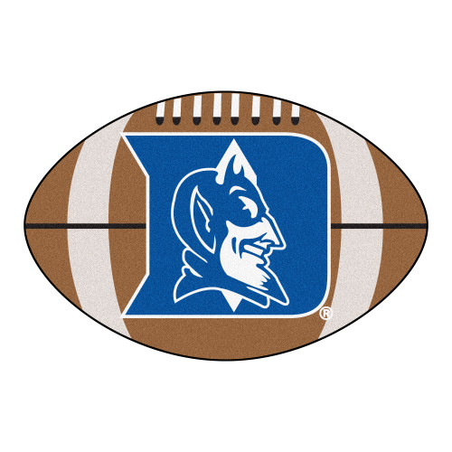 20.5" x 32.5" Brown and Blue NCAA Duke University Blue Devils Football Shaped Mat Area Rug - IMAGE 1