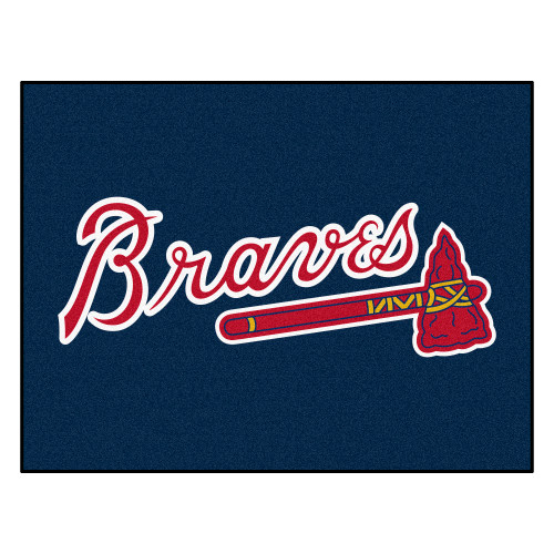 33.75" x 42.5" Blue and Red MLB Atlanta Braves Rectangular All-Star Mat Outdoor Area Rug - IMAGE 1