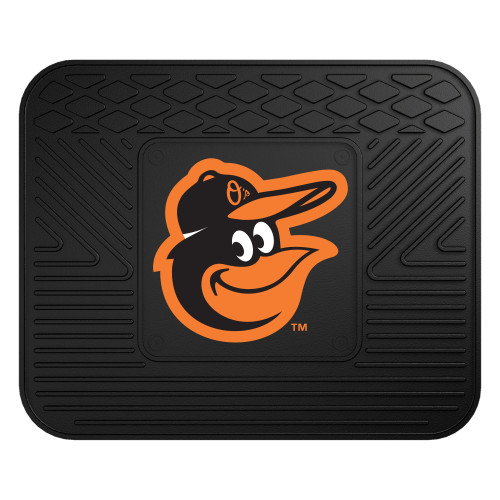 14" x 17" Black and Orange MLB Baltimore Orioles Heavy Duty Rear Car Seat Utility Mat - IMAGE 1