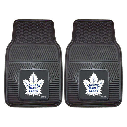 Set of 2 Black and White NHL "Toronto Maple Leafs" Front Car Mats 17" x 27" - IMAGE 1