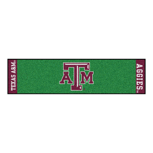18" x 72" Green and White NCAA Texas A&M University Aggies Golf Putting Mat - IMAGE 1