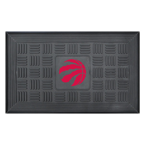 19.5" x 31.25" Black and Red NBA Toronto Raptors Clawed Basketball 3-D Team Medallion Doormat - IMAGE 1