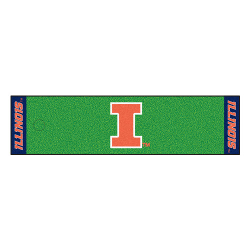 18" x 72" Green and Orange NCAA University of Illinois Fighting Illini Gold Putting Mat - IMAGE 1