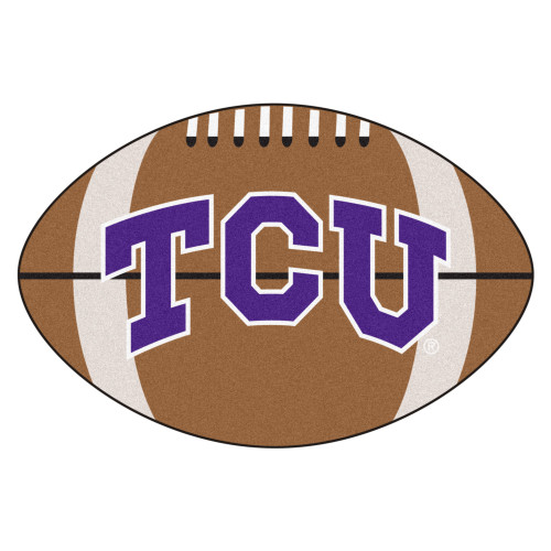 20.5" x 32.5" Brown and Blue NCAA Texas Christian University Horned Frogs Football Mat Area Rug - IMAGE 1