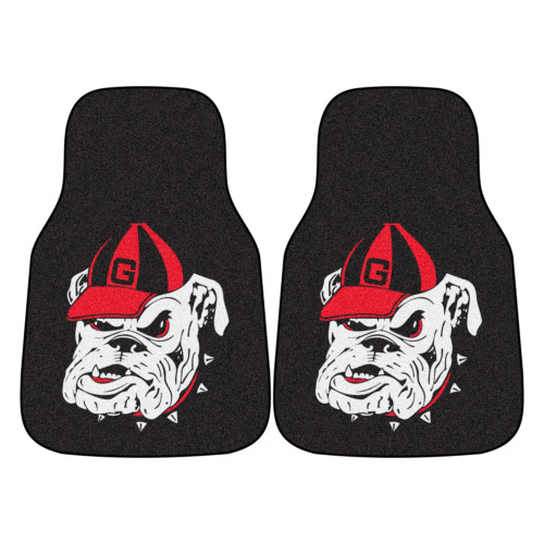 Set of 2 Black and White NCAA University of Georgia BulldogsChromejet Print Car Mats 17" x 27" - IMAGE 1