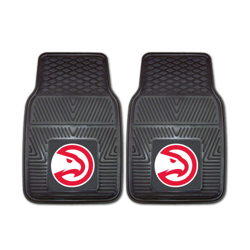 Set of 2 Black and Red NBA Atlanta Hawks Front Car Seat Mats 17" x 27" - IMAGE 1