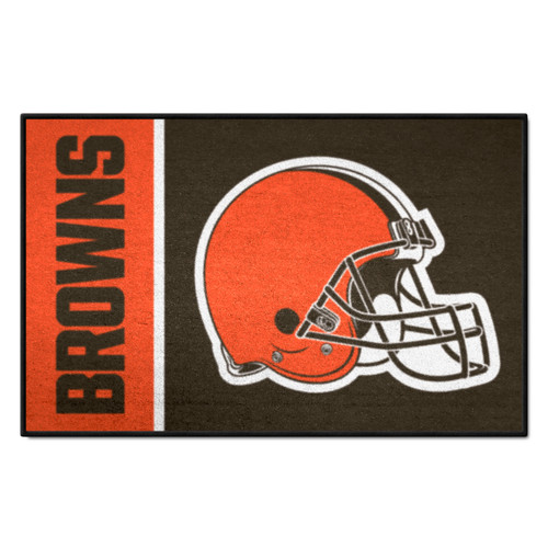 19" x 30" Brown and White NFL Cleveland Browns Starter Rectangular Mat - IMAGE 1
