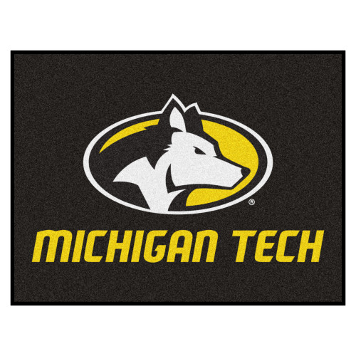 33.75" x 42.5" Black and Yellow NCAA Michigan Tech University Huskies Rectangular Door Mat - IMAGE 1