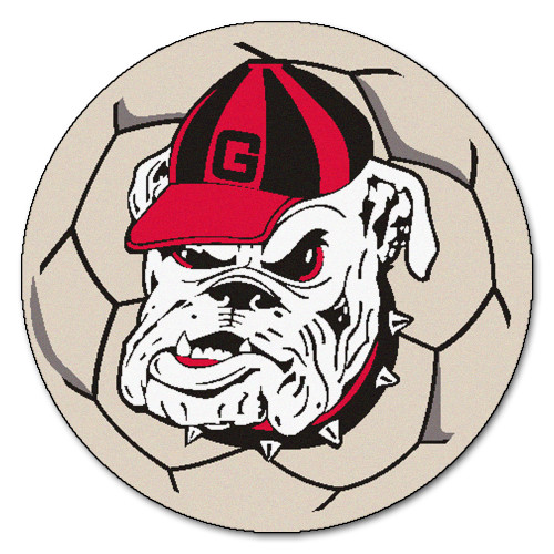 NCAA University of Georgia Bulldogs  Soccer Ball Mat Round Area Rug - IMAGE 1