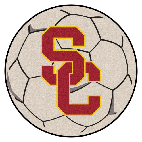 27" Gray NCAA University of Southern California Trojans Soccer Ball Mat Round Area Rug - IMAGE 1
