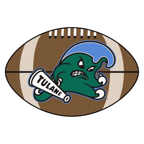 20.5" x 32.5 Brown NCAA Tulane University Green Wave Football Mat Area Rug - IMAGE 1