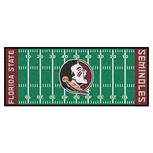 2.5' x 6' Green and Red NCAA Florida State University Seminoles Football Field Area Rug Runner - IMAGE 1