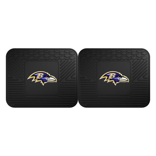 Set of 2 Black and Blue NFL Baltimore Ravens Heavy Duty Rear Car Floor Mats 14" x 17" - IMAGE 1