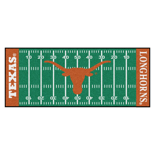 2.5' x 6' Green and Orange NCAA University of Texas Longhorns Football Field Area Rug Runner - IMAGE 1