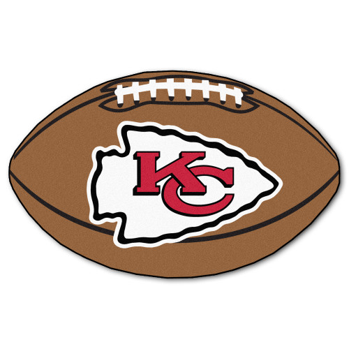 20.5" x 32.5" Brown and White NFL Kansas City Chiefs Football Shaped Mat Area Rug - IMAGE 1