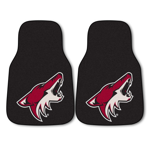 Set of 2 Red and Black NHL Arizona Coyotes Front Carpet Car Mats 17" x 27" - IMAGE 1