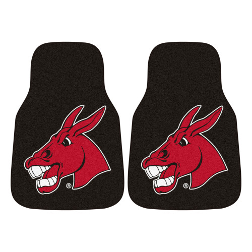 Set of 2 Black and Red NCAA University of Central Missouri Mules Front Carpet Car Mats 17" x 27" - IMAGE 1