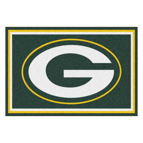 4.9' x 7.3' Yellow and White NFL Green Bay Packers Ultra Plush Rectangular Area Rug - IMAGE 1