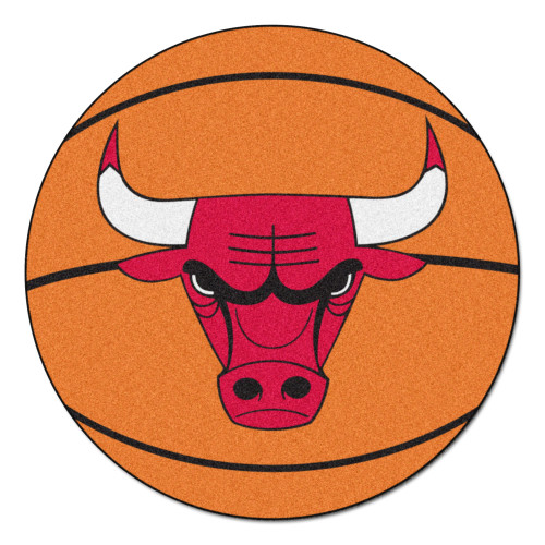 27" Orange and Red NBA Chicago Bulls Basketball Round Doormat - IMAGE 1