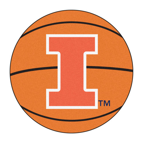 27" Orange and Black NCAA University of Illinois Fighting Illini Basketball Mat Area Rug - IMAGE 1