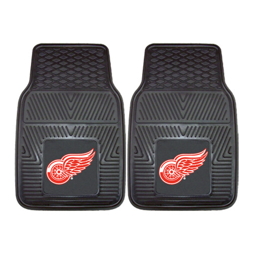 Set of 2 Black NHL Detroit Red Wings Front Car Mats 17" x 27" - IMAGE 1
