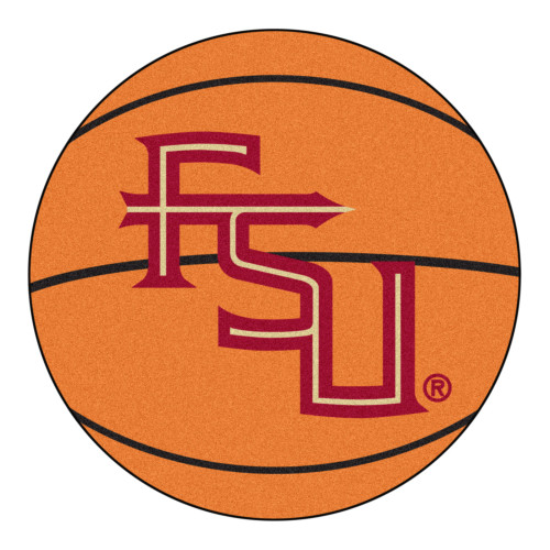 27" Red and Brown NCAA Florida State University Seminoles Basketball Mat Round Area Rug - IMAGE 1