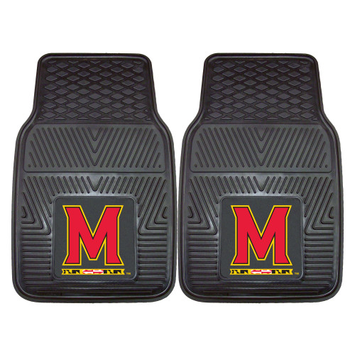 Set of 2 Black and Red NCAA University of Maryland Terps Car Mats 17" x 27" - IMAGE 1