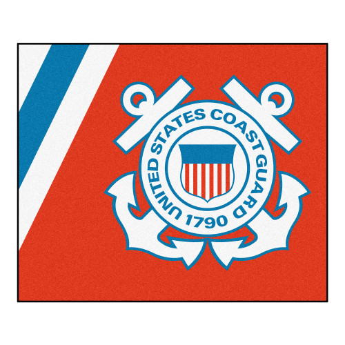 59.5" x 71" Red and White U.S. Coast Guard Tailgater Mat Rectangular Outdoor Area Rug - IMAGE 1