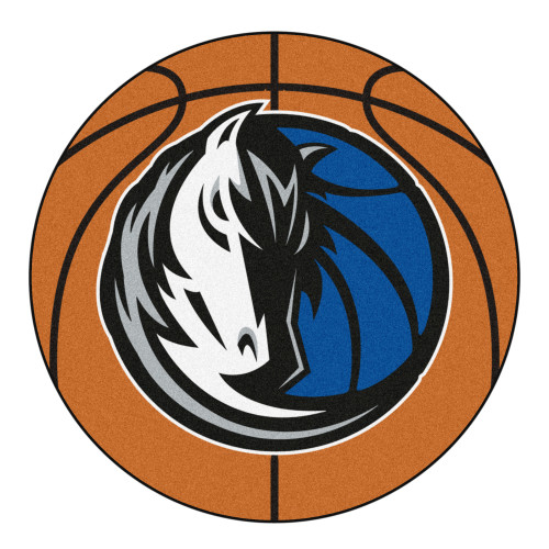 27" Orange and White NBA Dallas Mavericks Basketball Round Doormat - IMAGE 1