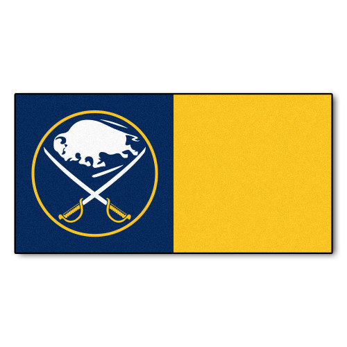 20pc Blue and Yellow NHL Buffalo Sabres Team Carpet Tile Flooring Squares 18" x 18" - IMAGE 1