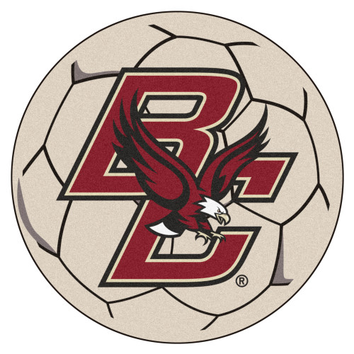 27" White and Red NCAA Boston College Eagles Soccer Ball Shaped Area Rug - IMAGE 1
