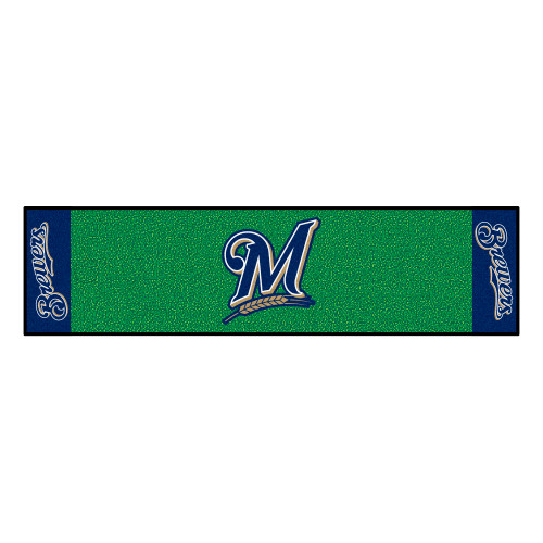 18" x 72" Green and Blue MLB Milwaukee Brewers Golf Putting Mat - IMAGE 1