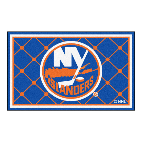 4' x 6' Blue and Orange NHL New York Islanders Foot Plush Non-Skid Area Rug - IMAGE 1