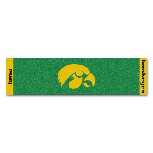 18" x 72" Green and Yellow NCAA University of Lowa Hawkeyes Golf Putting Mat - IMAGE 1