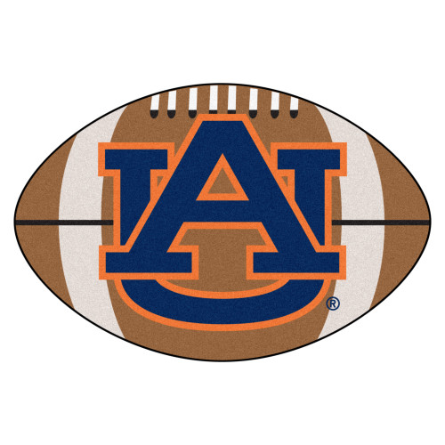 20.5" x 32.5" Brown and Blue Contemporary NCAA Auburn University Tigers Football Area Rug - IMAGE 1