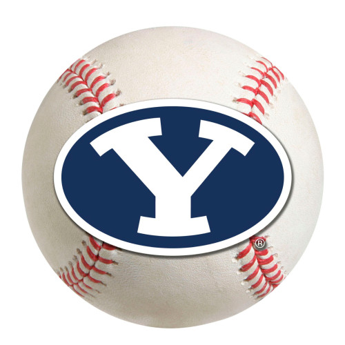 27" White and Blue NCAA Brigham Young University Cougars Baseball Mat Area Rug - IMAGE 1