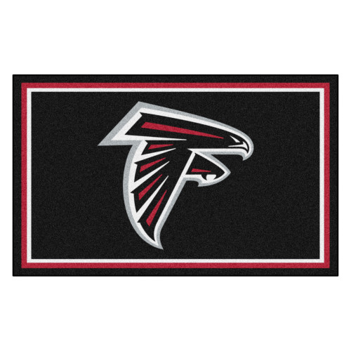 44" x 71" Black and White NFL Atlanta Falcons Plush Non-Skid Area Rug - IMAGE 1
