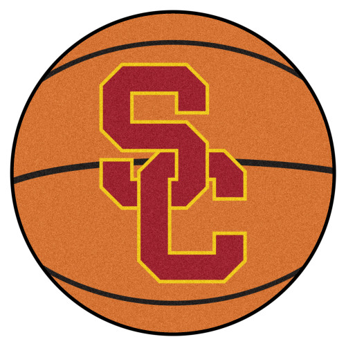 27" Brown and Red NCAA University of Southern California Trojans Basketball Mat Area Rug - IMAGE 1