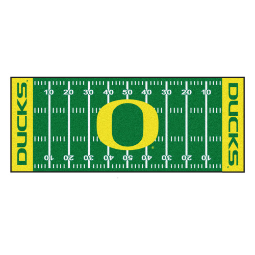 30" x 72" Green and Yellow NCAA University of Oregon Ducks Football Field Mat Area Rug Runner - IMAGE 1